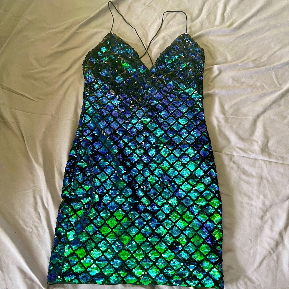 [SOLD] Mermaid, sequin mini dress